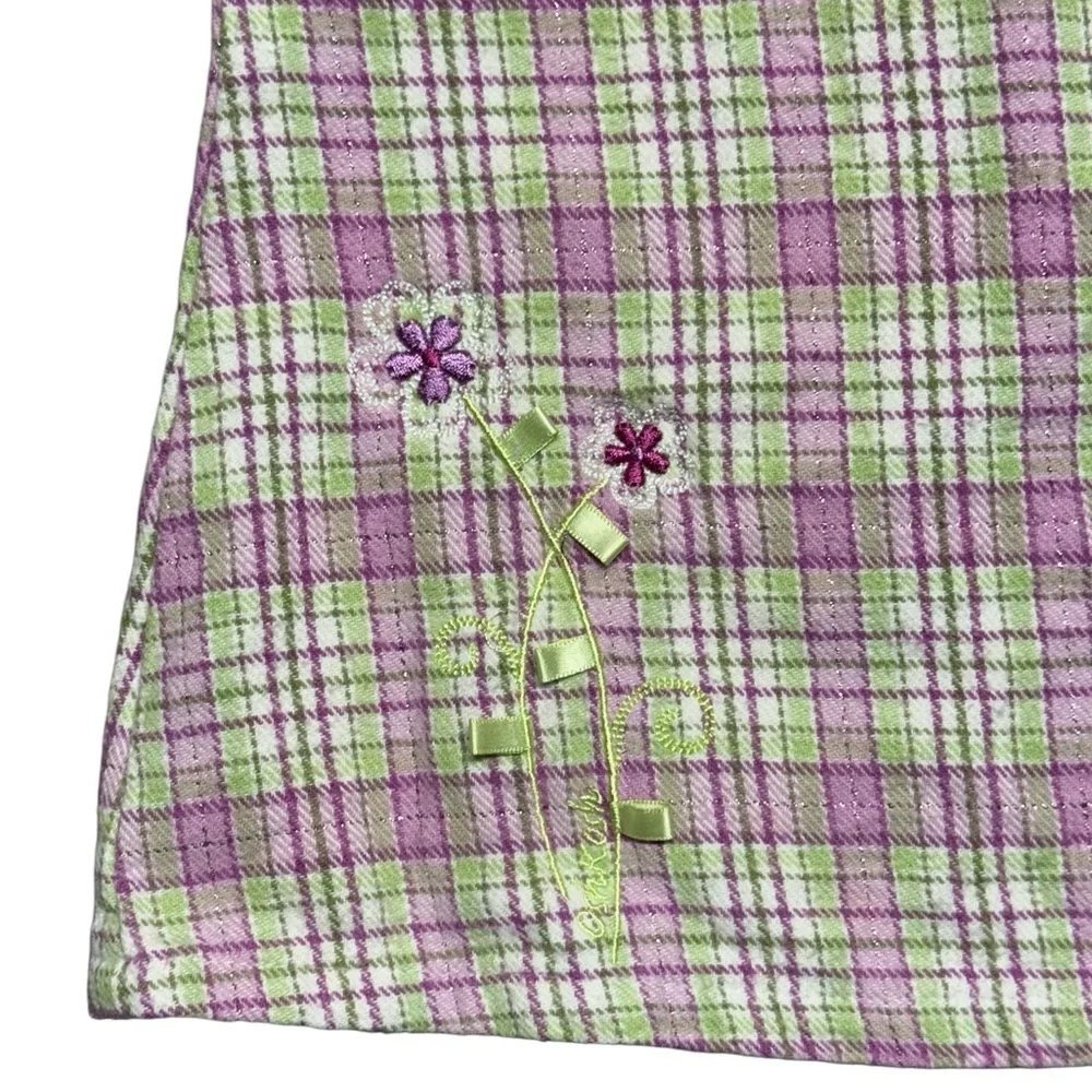 OshKosh B'Gosh‎ Vintage Plaid Sleeveless Dress Baby Girl Size 2T Embroidered